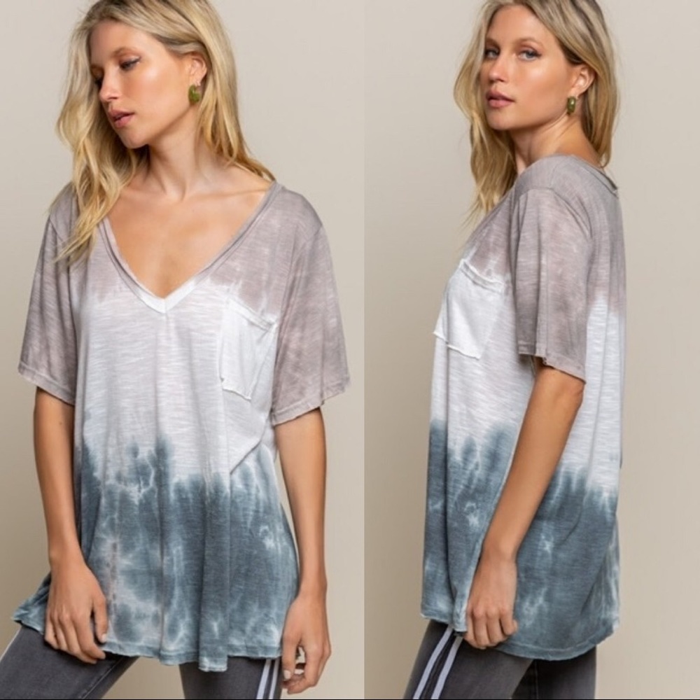 Hand-dipped V-neck tee